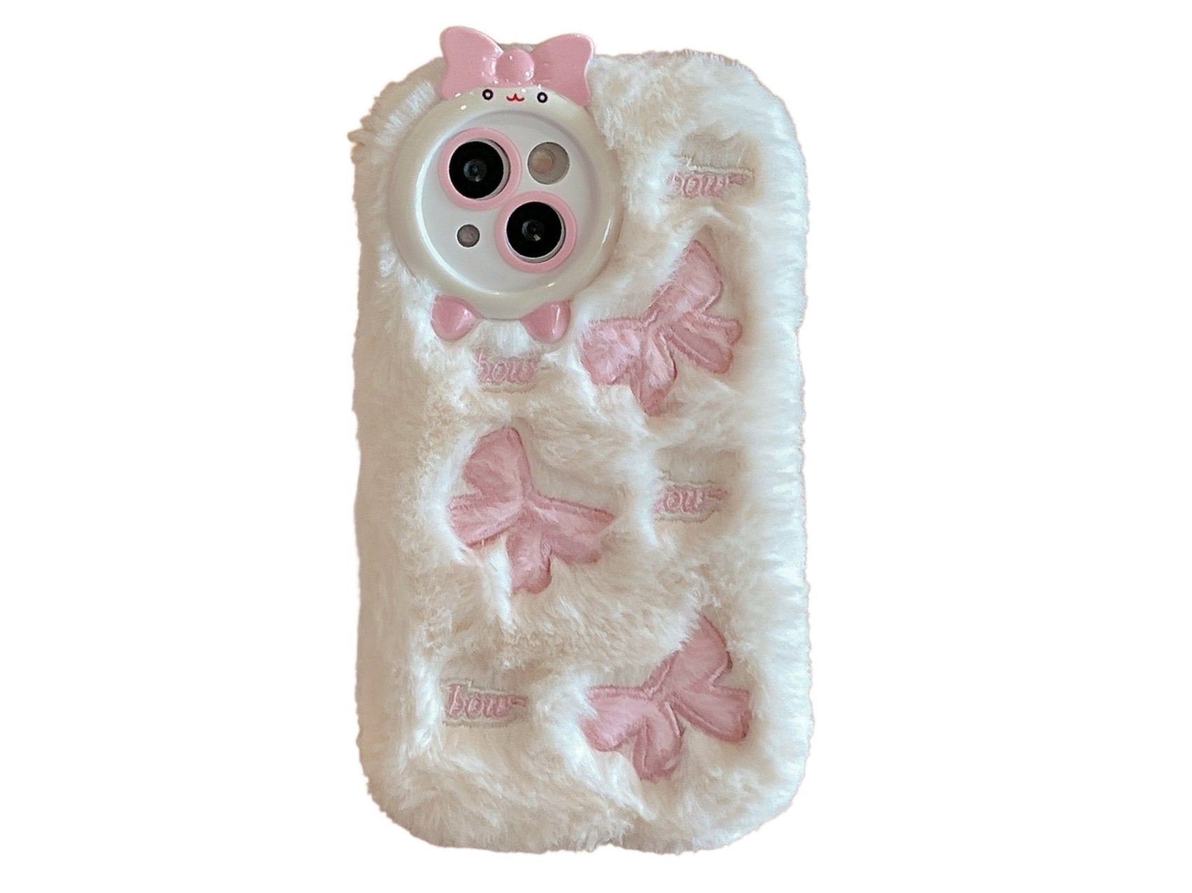 Fluffy Pink Phone Case with Sweet Bowknots - Soft Plush Protector for Your iPhone, Stylish & Cozy, Model Updated to iPhone 17