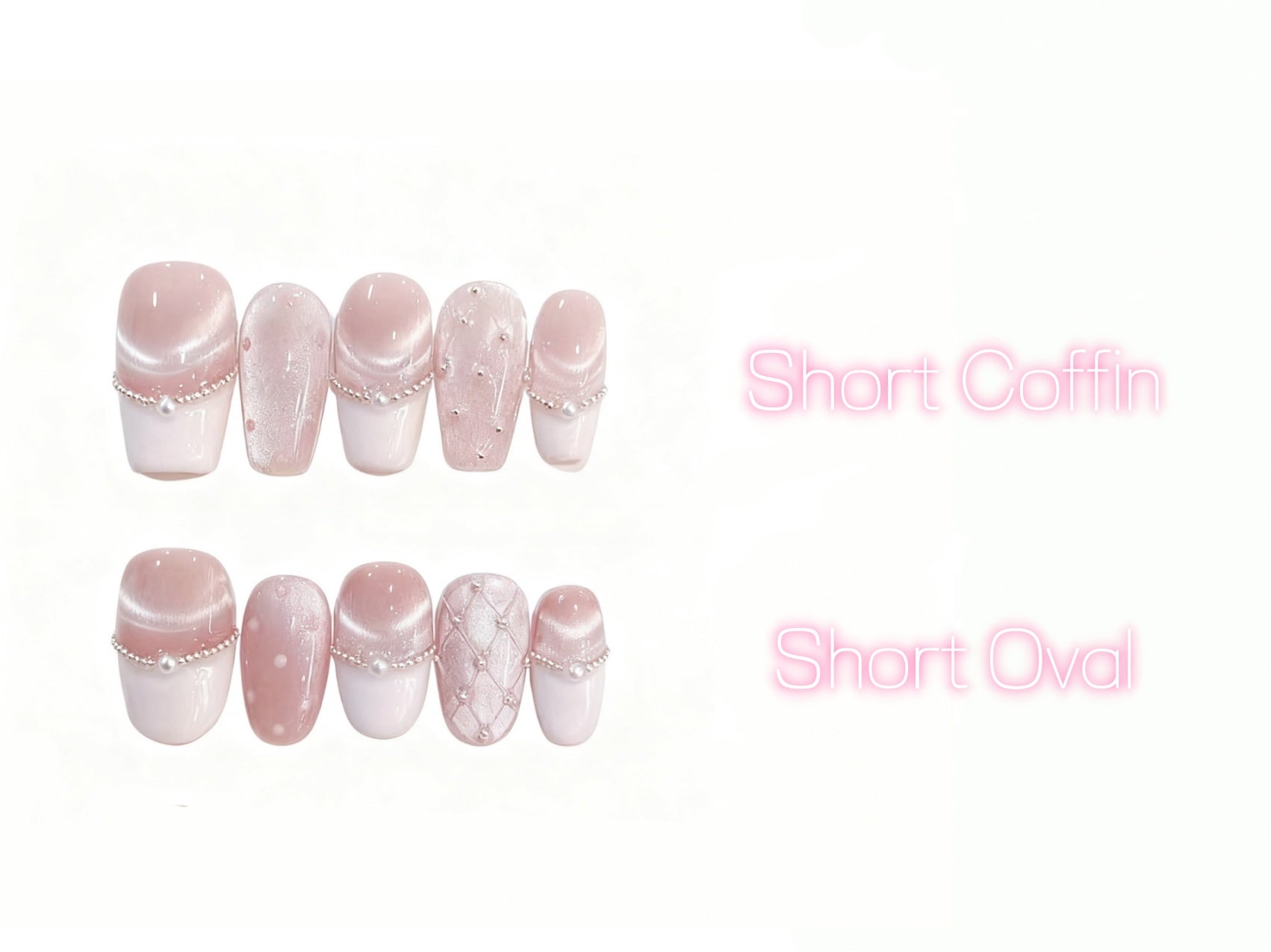 Sweet Pink Toned Press-on Nails with Elegant Bead Accents for Fashion - forward Styles