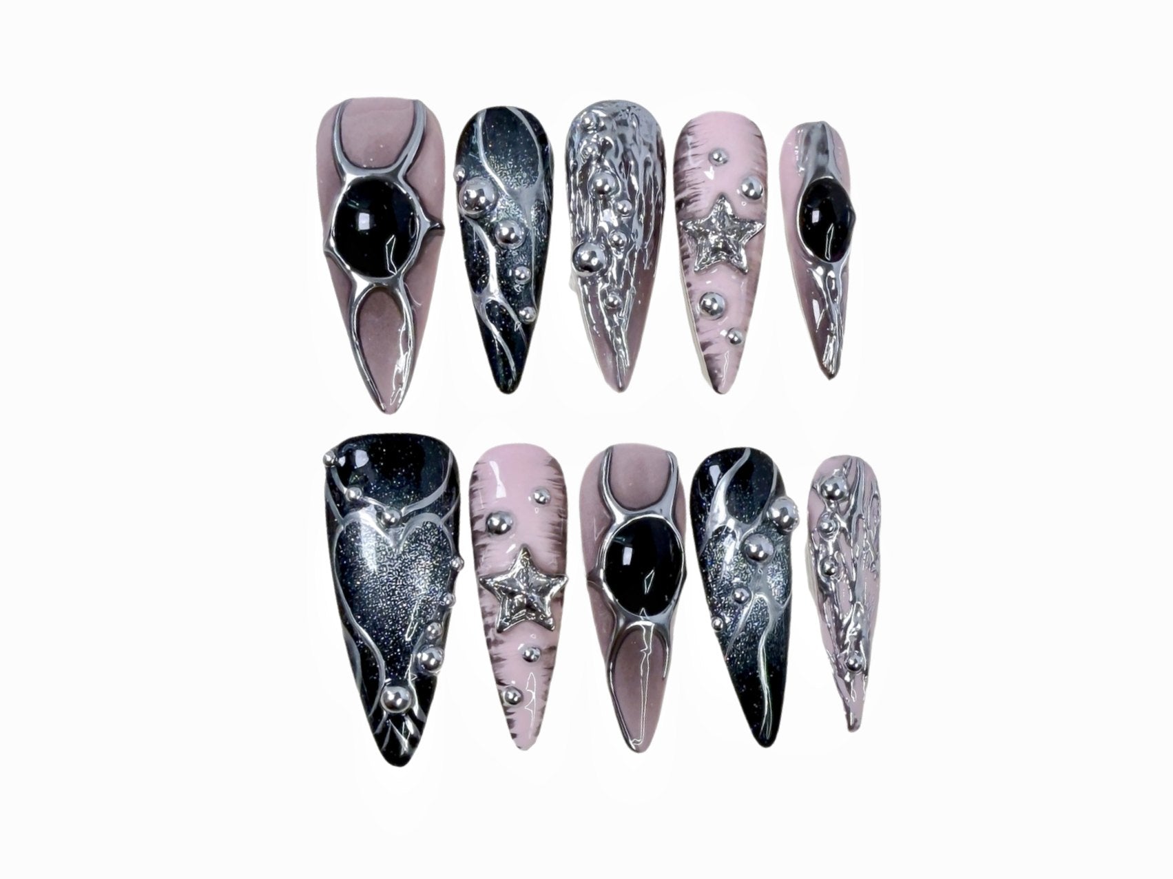 Chic Metallic Long Almond Press - on Nails, Stylish Artificial Nails for Fashion - Forward Vibes