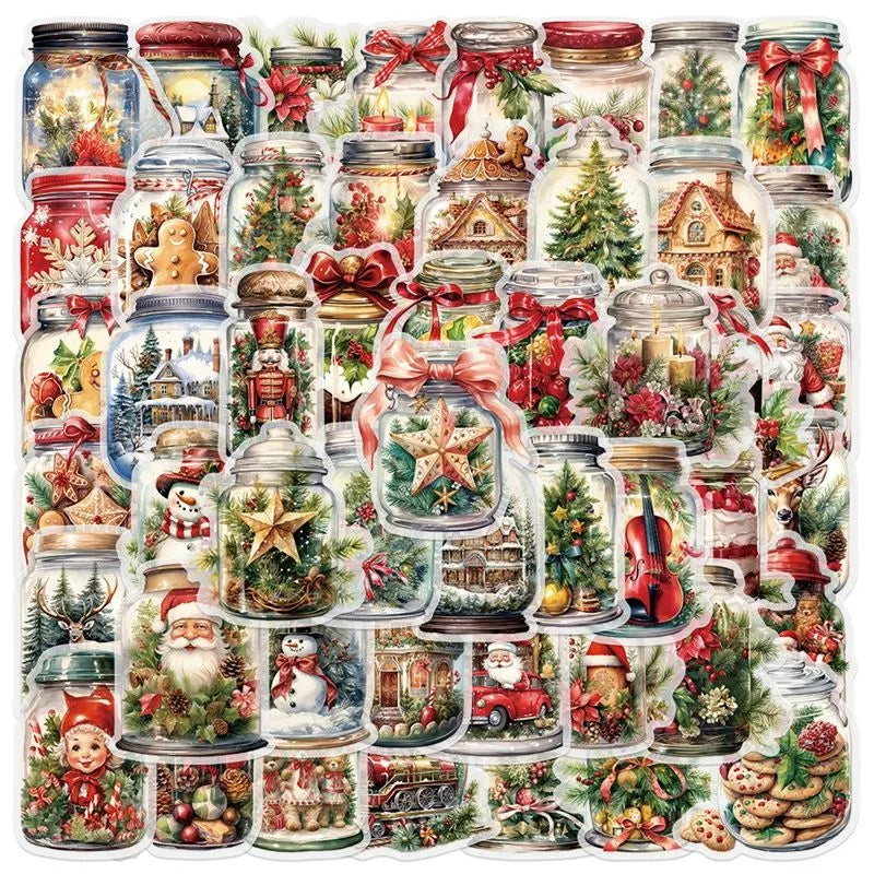 50pcs Christmas theme bottle stickers