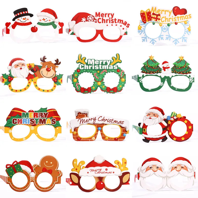 Christmas Theme Paper Cute Frameless Glasses 12pcs Wholesale
