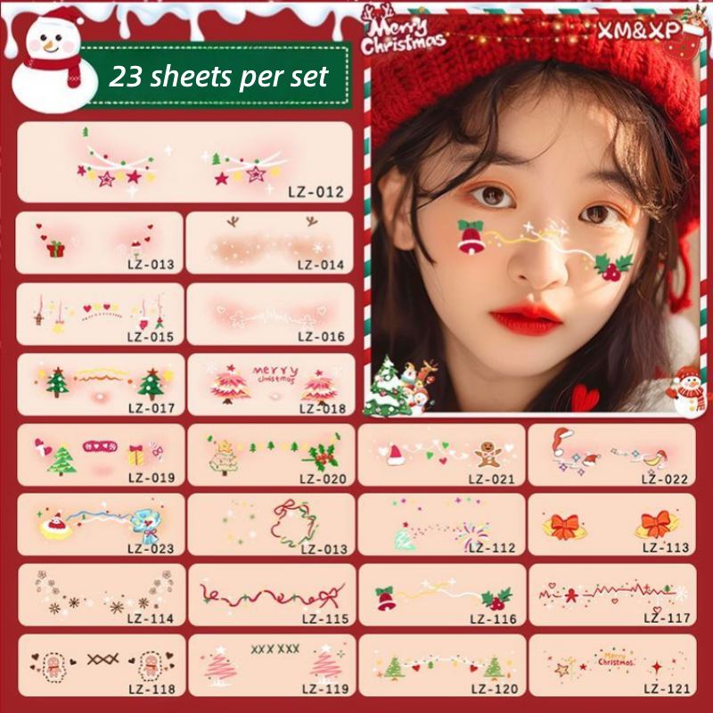 23pcs Christmas Theme Face Tattoo Stickers