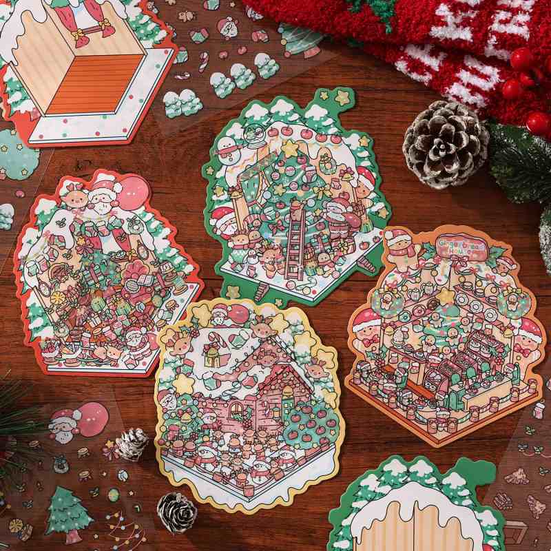Christmas Theme Scenic Stickers 4pcs