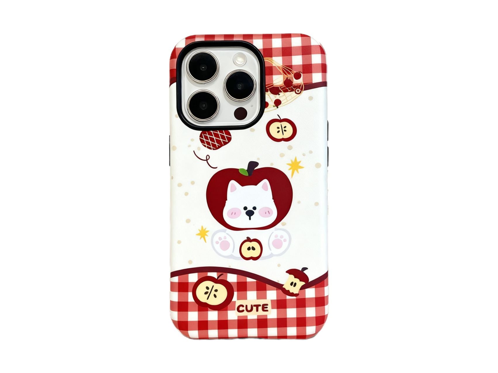 Vibrant Checkered Cute Dog Phone Case with Magnetic Grip, Blue/Pink/Red Colors, PC Material for Durable Phone Protection, Model Updated to iPhone 17