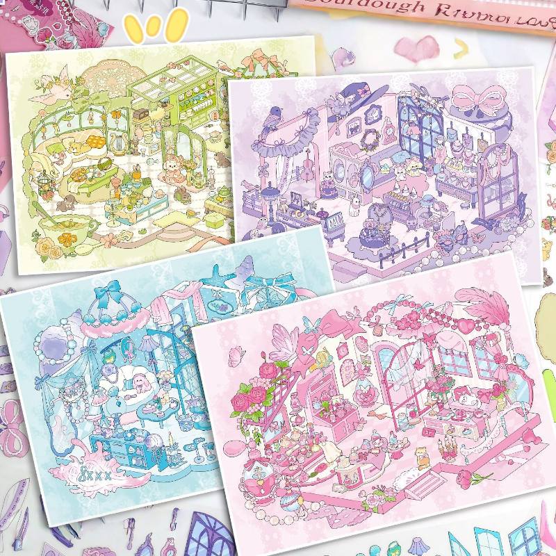 [Large] 2.5D Scenic Stickers: Tableware Store & Jewelry Store & Beike Workshop & Aromatherapy Shop