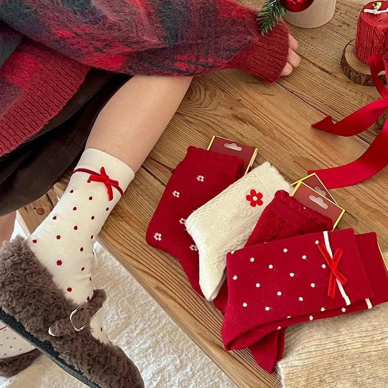 Red and red polka dot socks 5 pairs—not just for Christmas!
