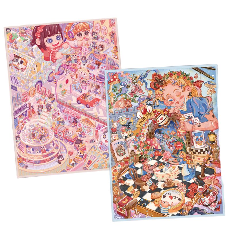 [Large] 2.5D Scenic Stickers: Cat Park & Alice's Dream