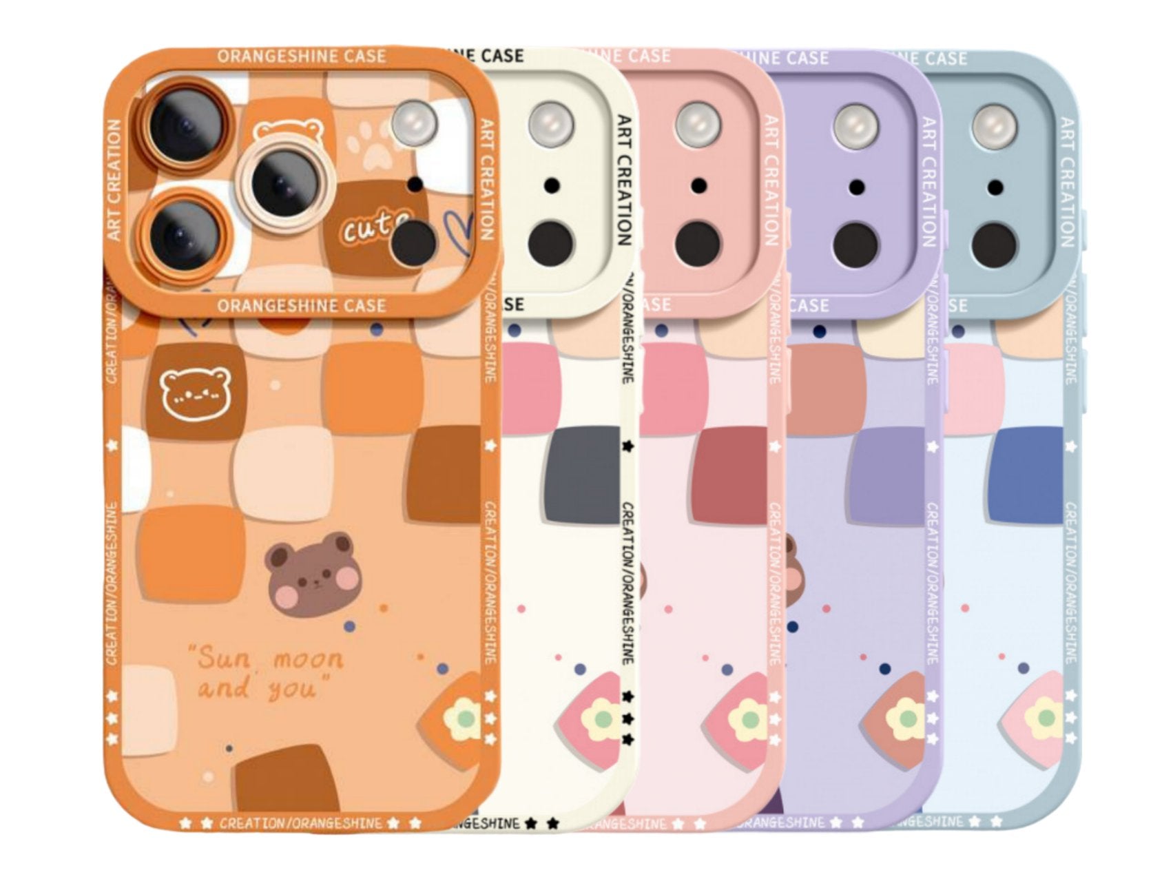 Vibrant Multi - Colored Checkered Phone Case Featuring Cute Bear, Faux Leather Finish for Trendy Looks, Model Updated to iPhone 17