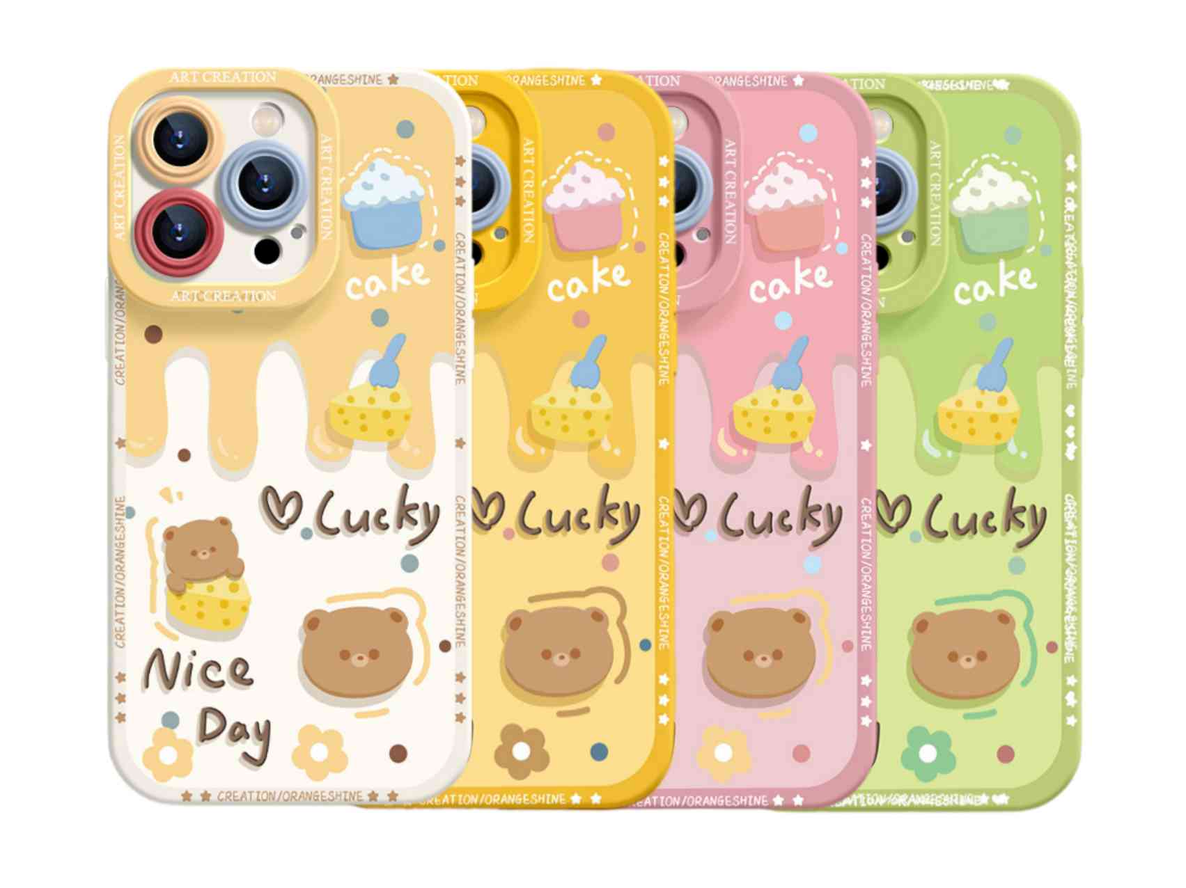 Cute Cake Bear Silicone Phone Case, Multi - Color Options for Stylish Protection, Perfect for Adding a Sweet Touch, Model Updated to iPhone 16