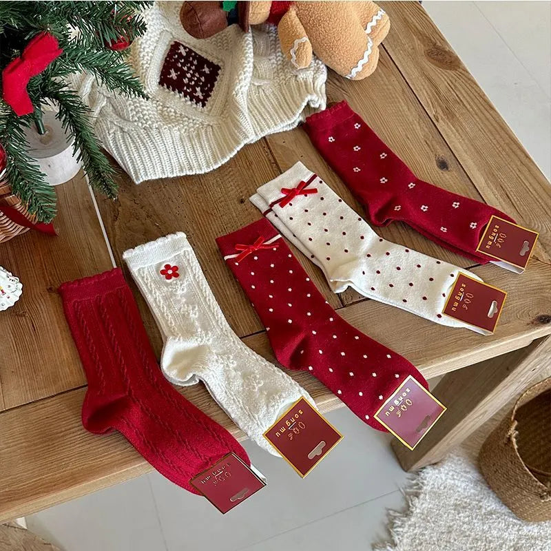 Red and red polka dot socks 5 pairs—not just for Christmas!