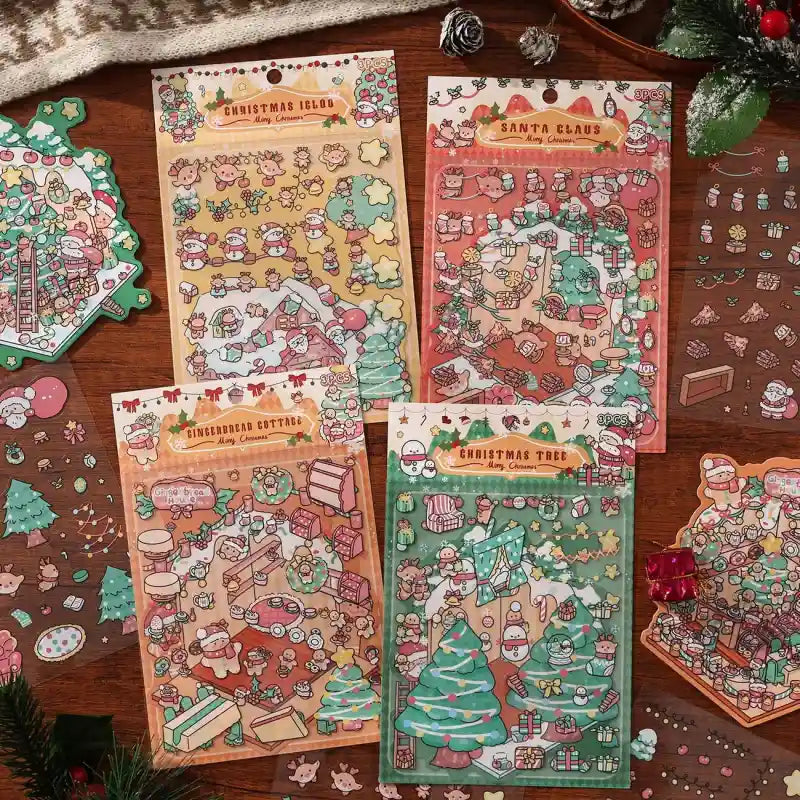 Christmas Theme Scenic Stickers 4pcs