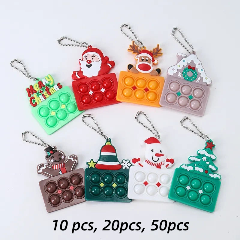 Christmas Themed Pop It Keychains Wholesale