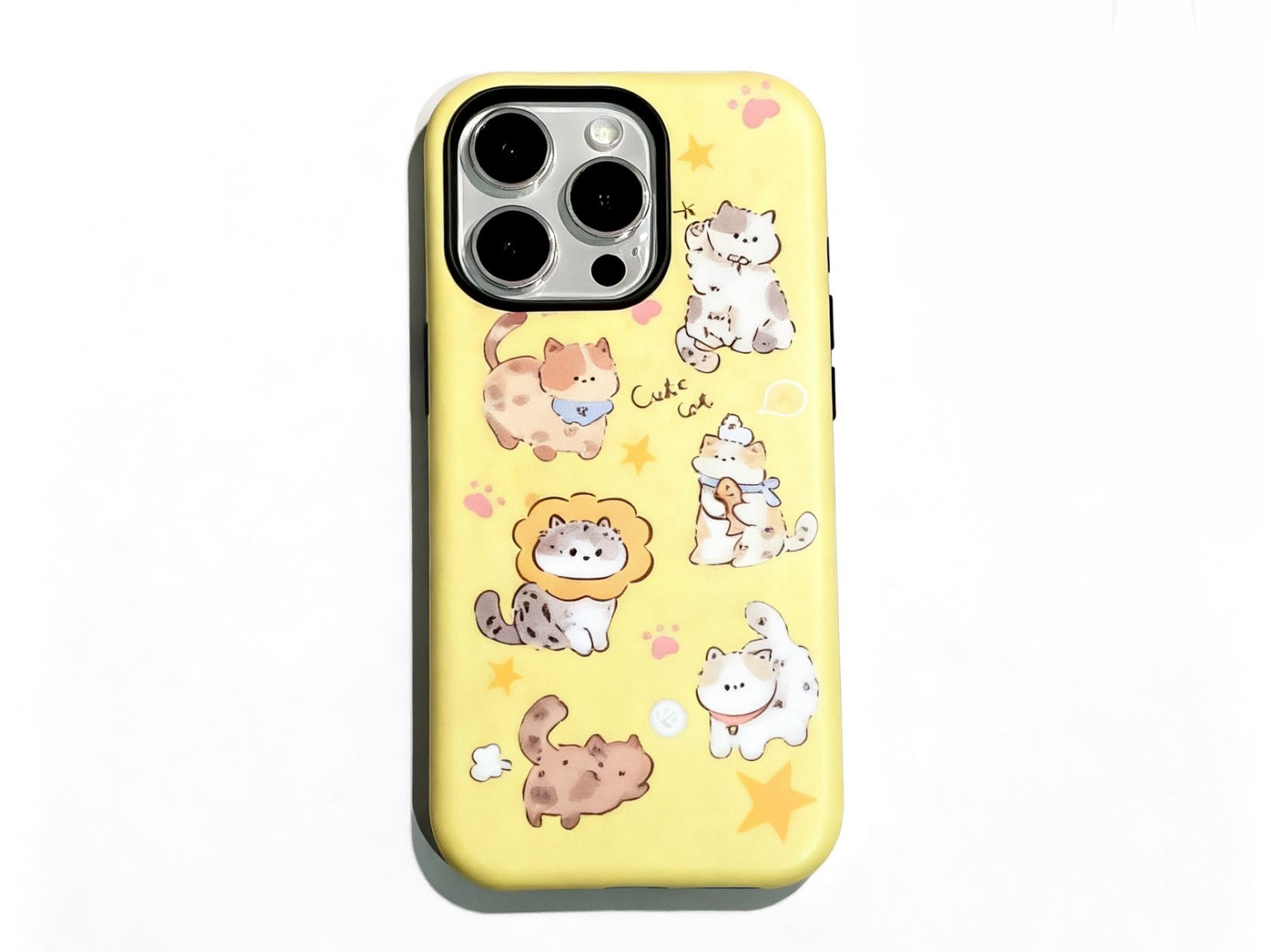 Cute Cartoon Cats and Dogs Pattern Phone Case with Magnetic Phone Grip, Fresh Style Hard Case - Stylish & Protective, Model Updated to iPhone 17