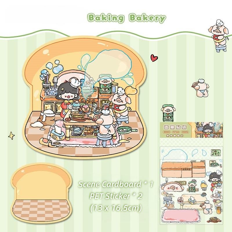 [Standard] 2.5D Scenic Stickers: Little Girl's Shops