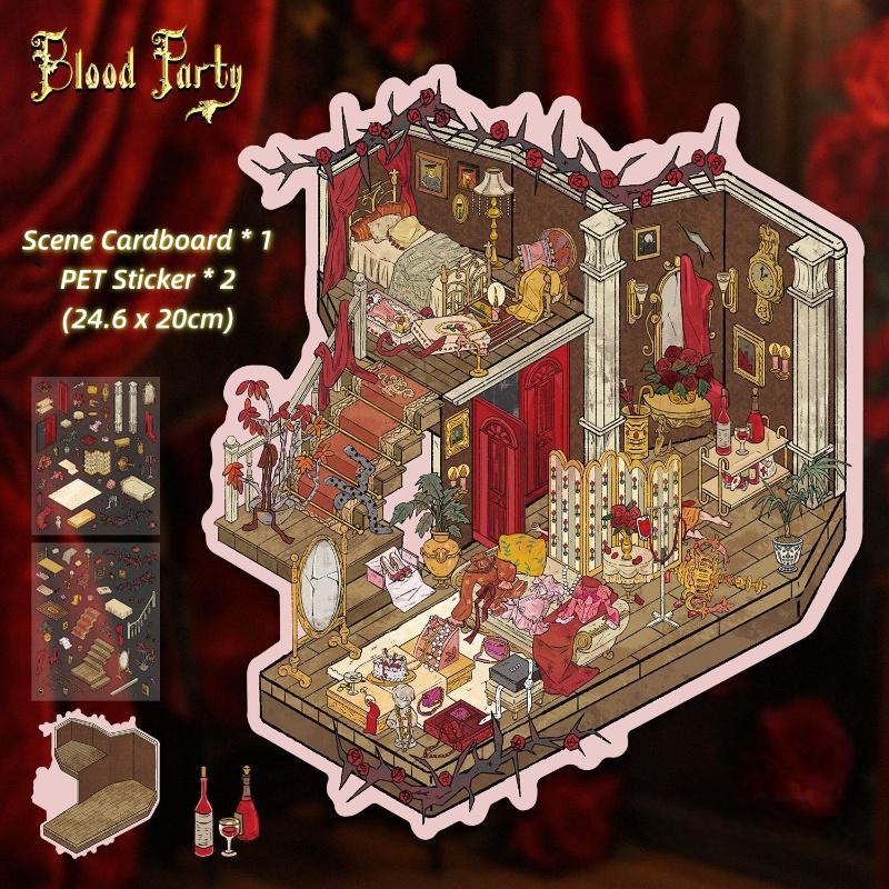 [Large] 2.5D Scenic Stickers: Millennium & Tea House & Photography & Blood Party