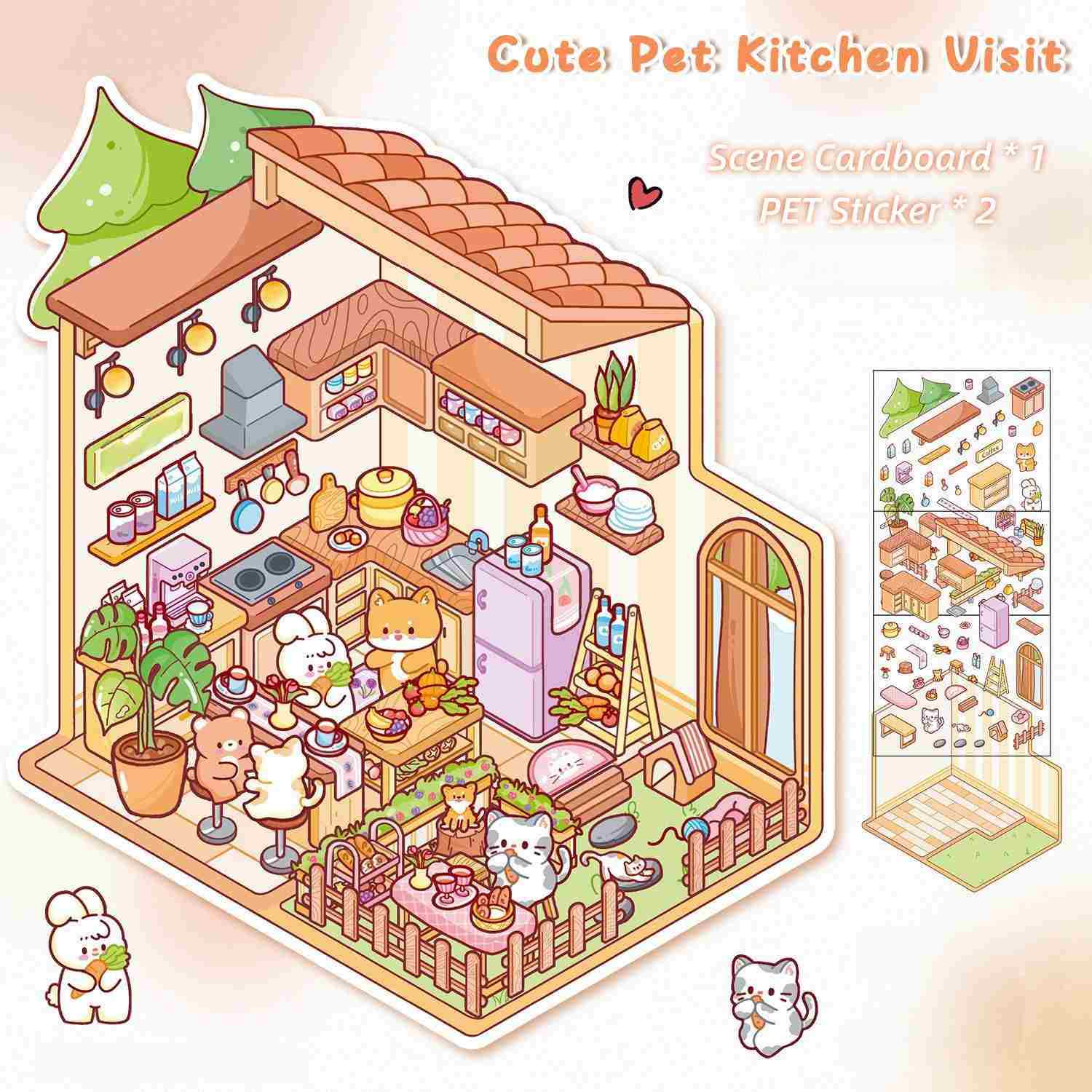 [Standard] 2.5D Scenic Stickers: Hot Pot Shop & Kitchen Visit & Coffee Nest & Warm Bread Shop