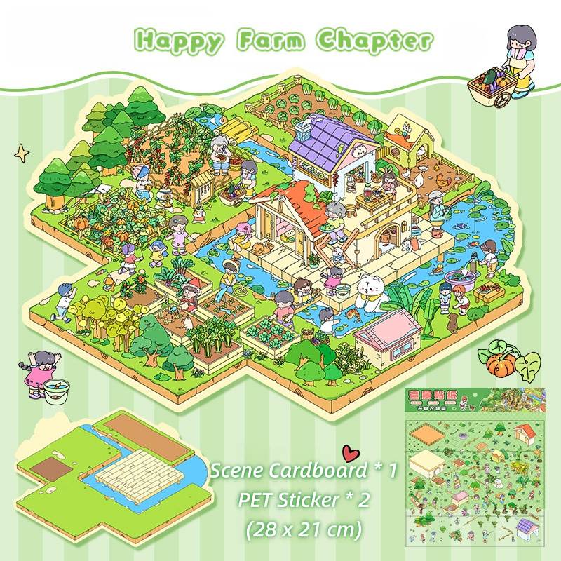 [Large] 2.5D Scenic Stickers: Happy Farm Chapter & Sunshine Ranch