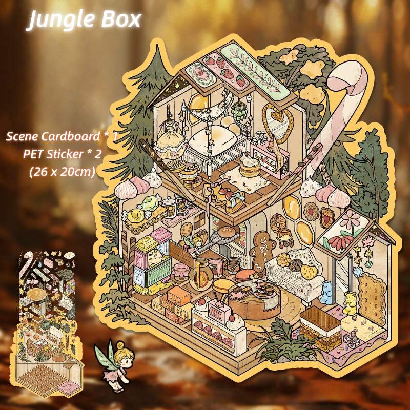 [Large] 2.5D Scenic Stickers: Time Store & Jungle Box