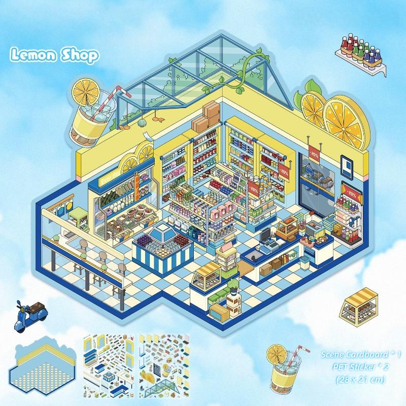 [Large] 2.5D Scenic Stickers: Apocalypse RV & Lemon Shop