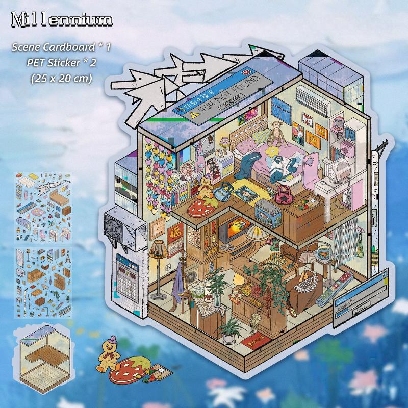 [Large] 2.5D Scenic Stickers: Millennium & Tea House & Photography & Blood Party