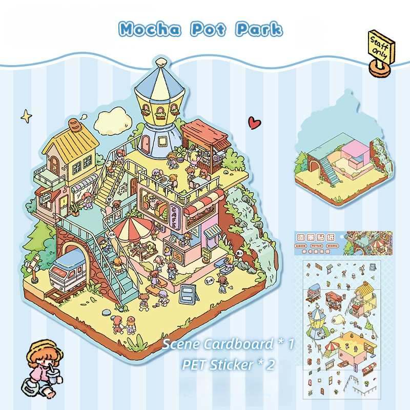 [Standard] 2.5D Scenic Stickers: Magic Polaroid & Ramophone of Music & Mocha Pot Park & Sky Tree House