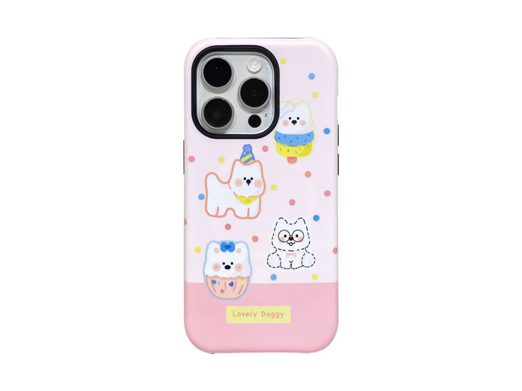 Vibrant Checkered Cute Dog Phone Case with Magnetic Grip, Blue/Pink/Red Colors, PC Material for Durable Phone Protection, Model Updated to iPhone 17