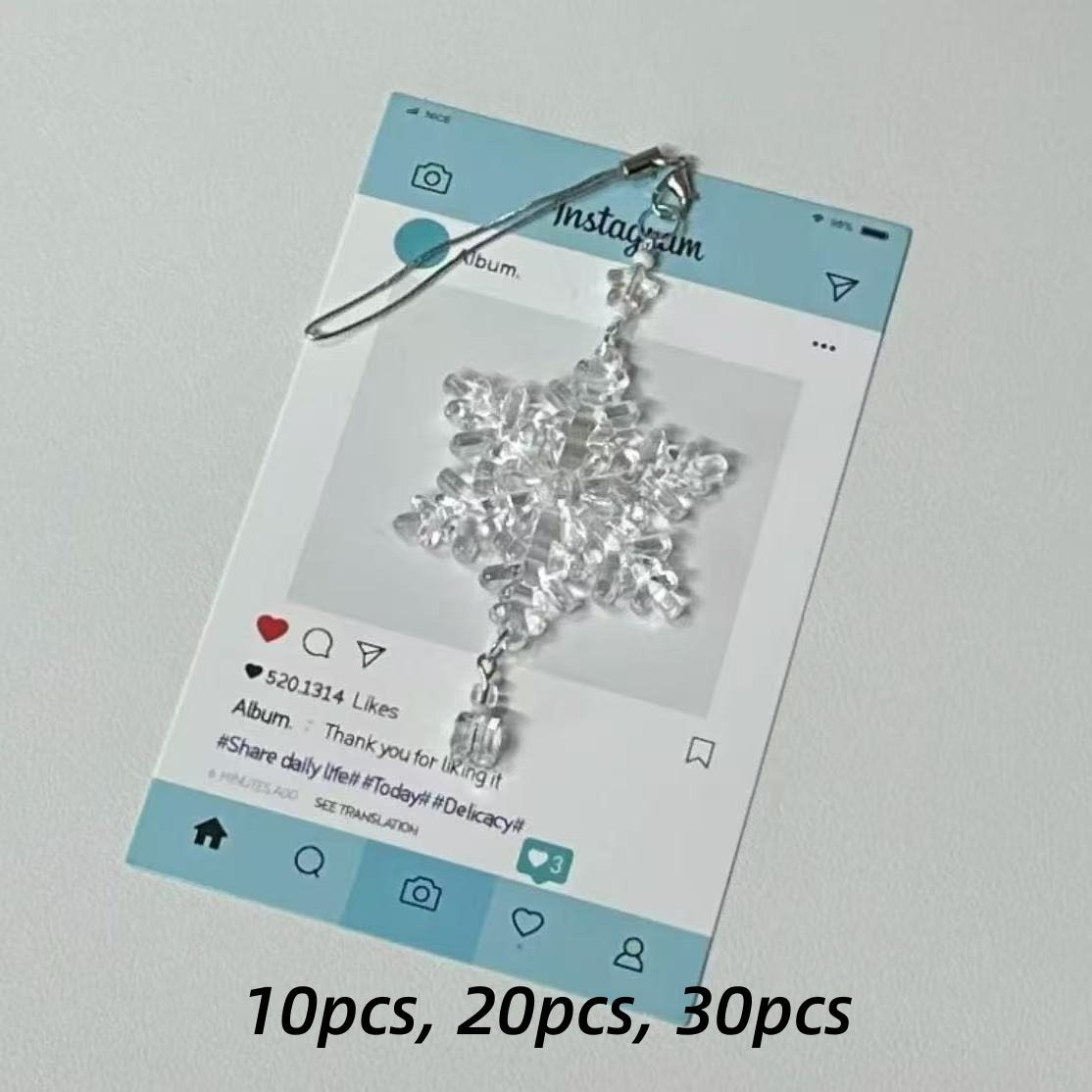 Snowflake-shaped Frosted Keychain/Phonechain Wholesale