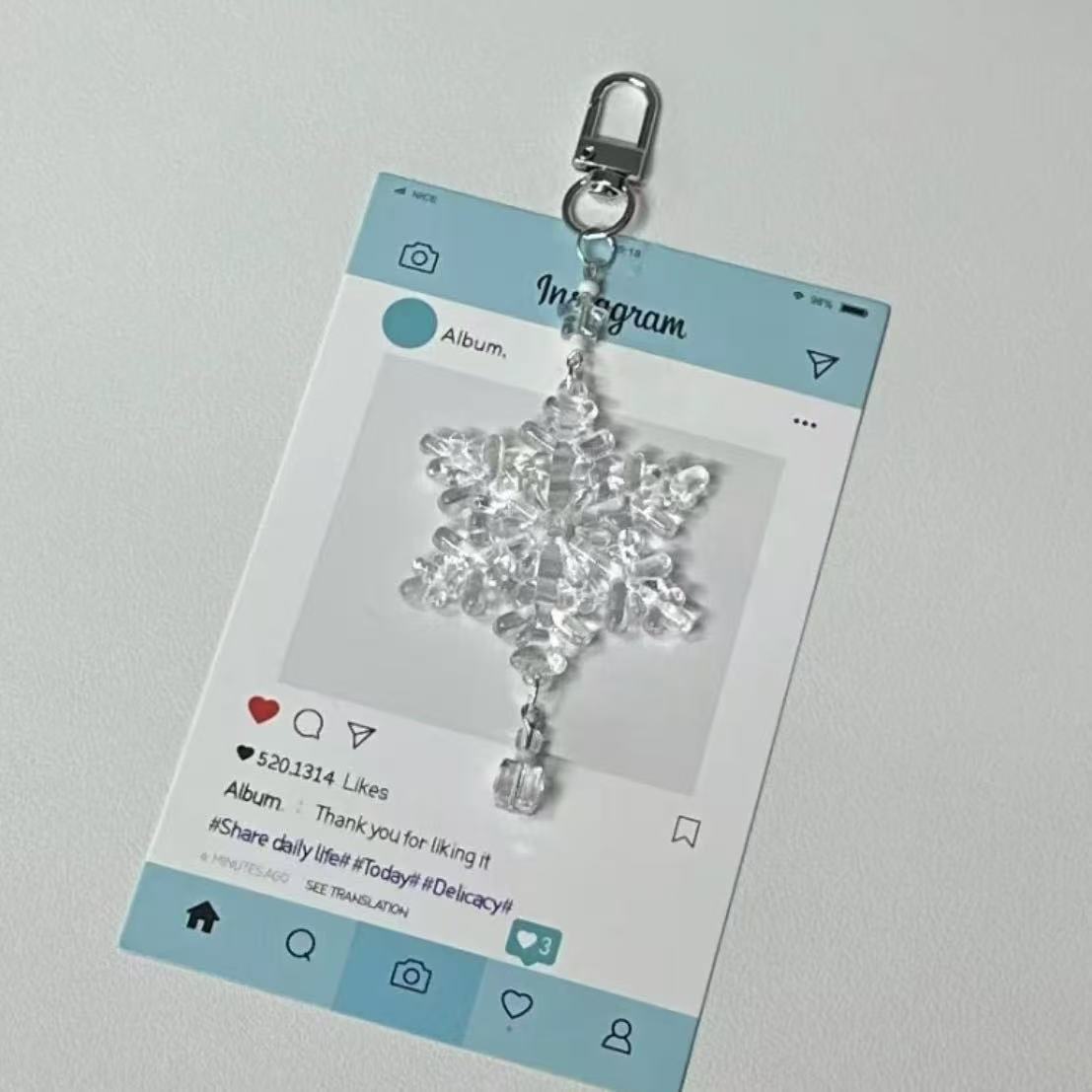 Snowflake-shaped Frosted Keychain/Phonechain Wholesale