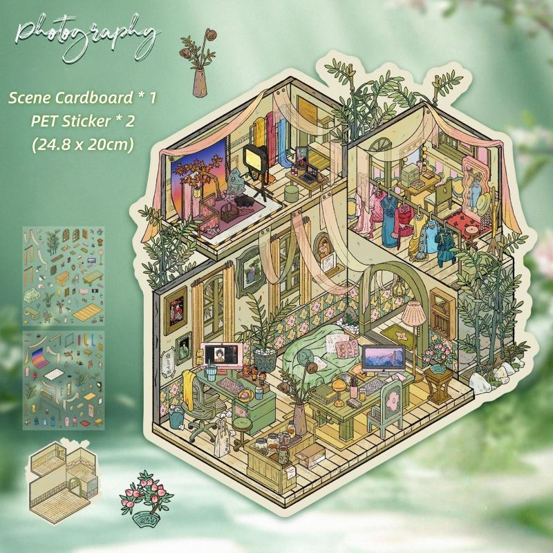 [Large] 2.5D Scenic Stickers: Millennium & Tea House & Photography & Blood Party