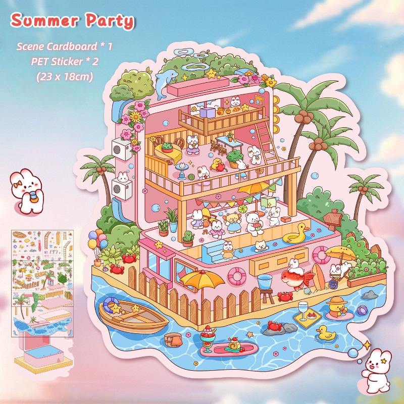 [Medium] 2.5D Scenic Stickers: Mysterious Cake Box & Summer Party