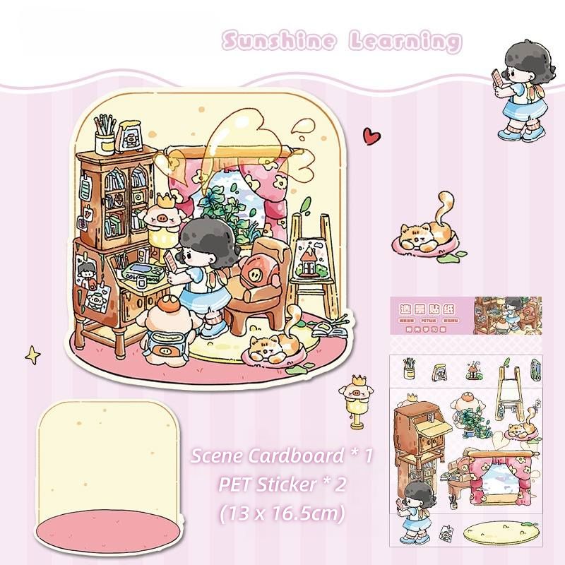 [Standard] 2.5D Scenic Stickers: Little Girl's Shops