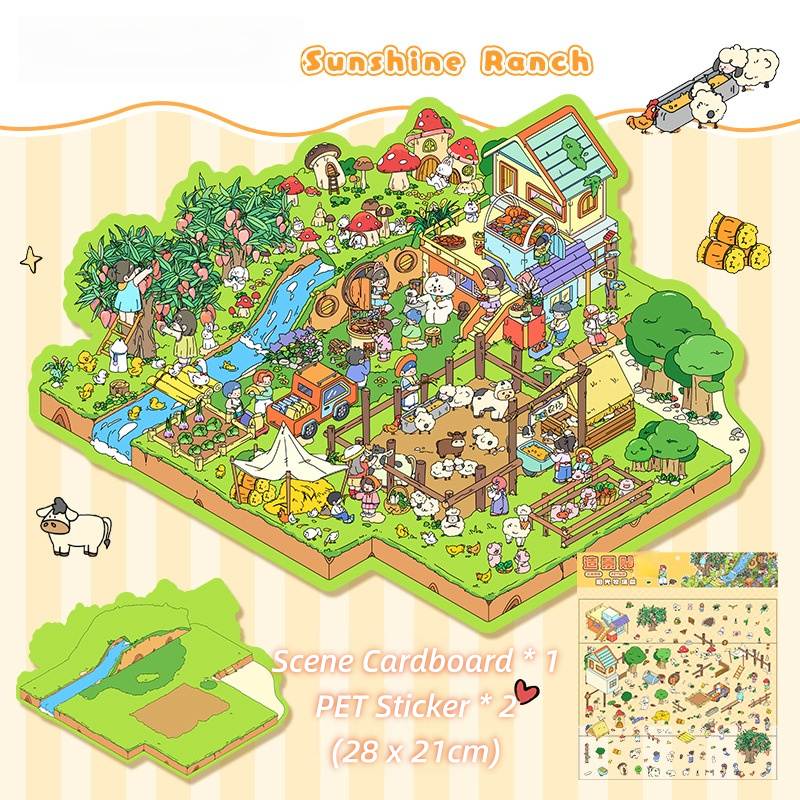 [Large] 2.5D Scenic Stickers: Happy Farm Chapter & Sunshine Ranch