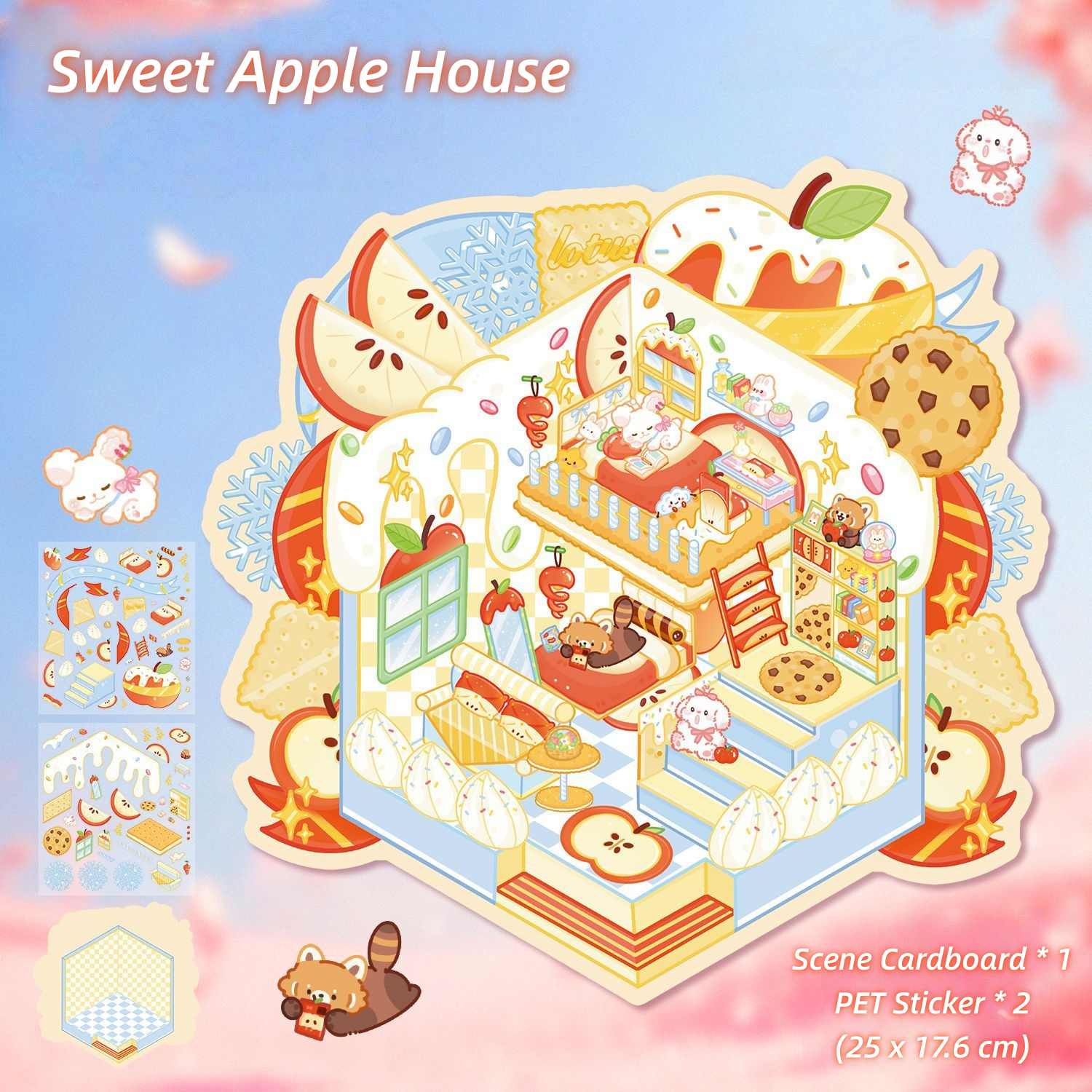 [Medium] 2.5D Scenic Stickers: Mushroom Hut & Sweet Apple House & Apple Express & Mimi's Little Home