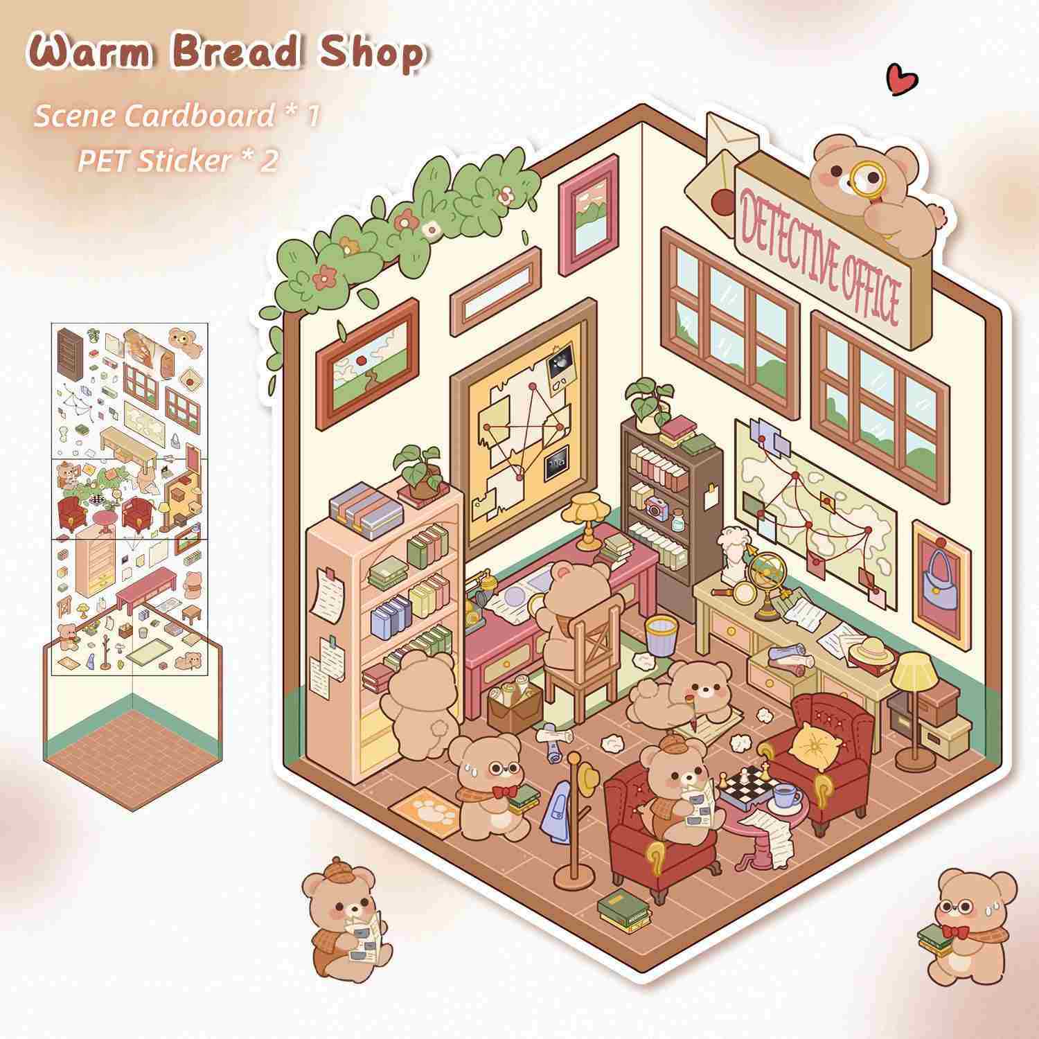 [Standard] 2.5D Scenic Stickers: Hot Pot Shop & Kitchen Visit & Coffee Nest & Warm Bread Shop
