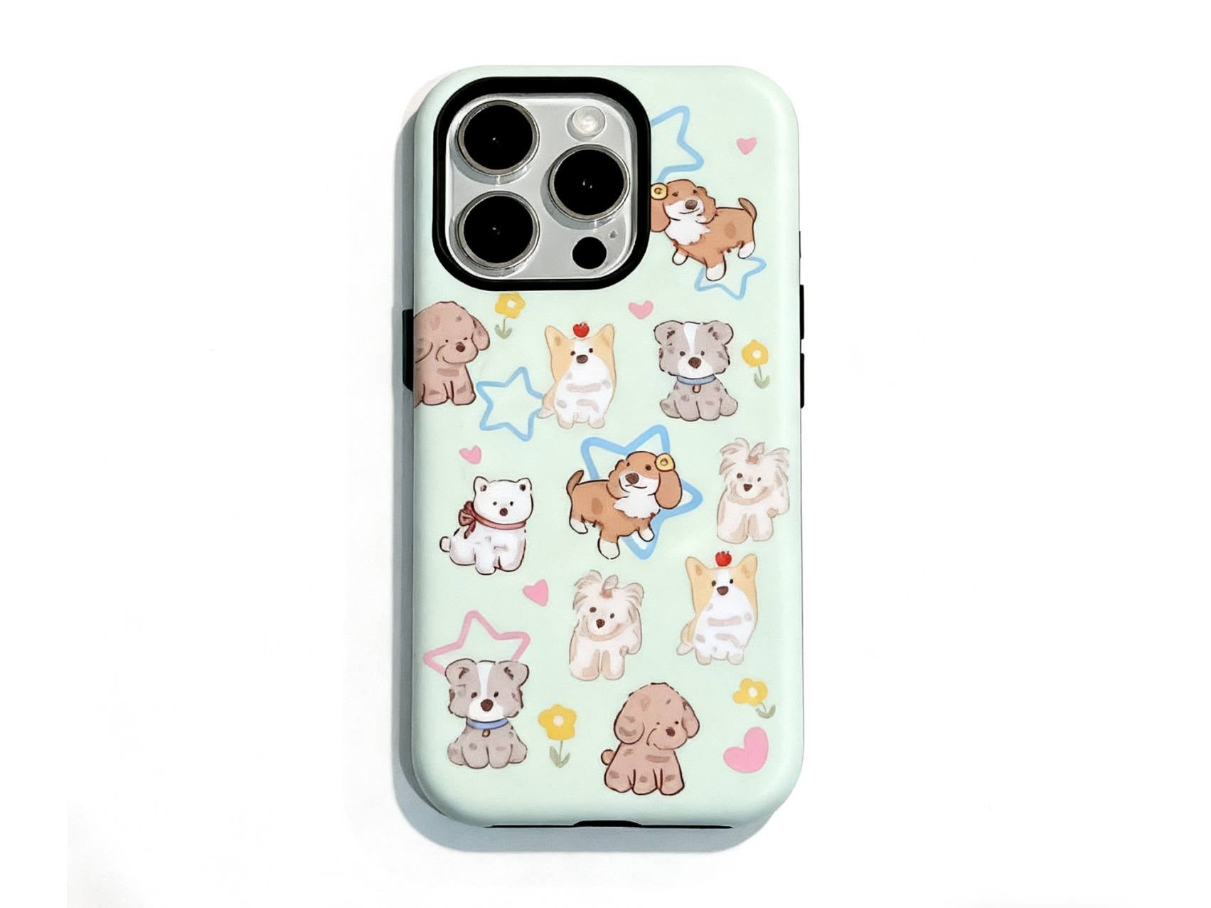 Cute Cartoon Cats and Dogs Pattern Phone Case with Magnetic Phone Grip, Fresh Style Hard Case - Stylish & Protective, Model Updated to iPhone 17