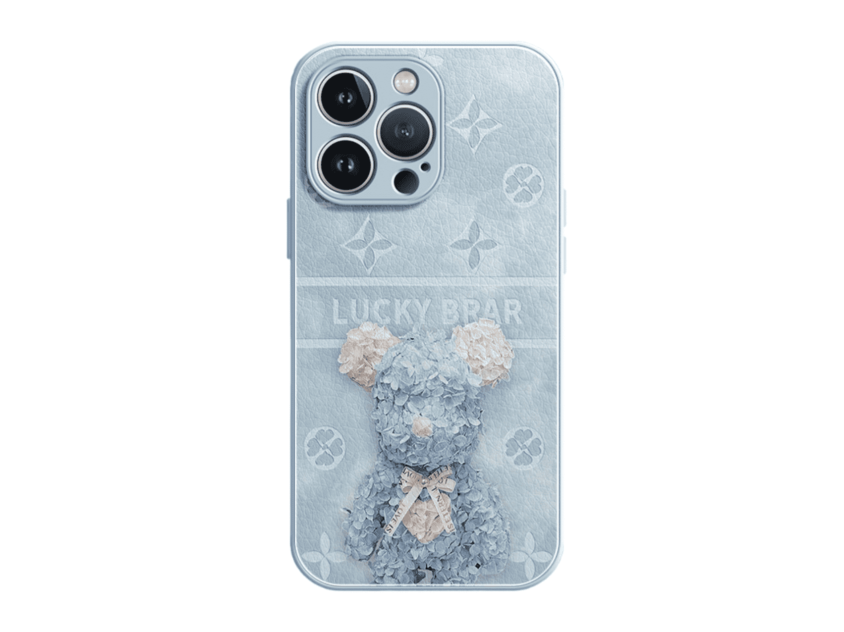 Multi - Color Faux Leather Phone Case Featuring Preserved Flower Lucky Bear, Model Updated to iPhone 17