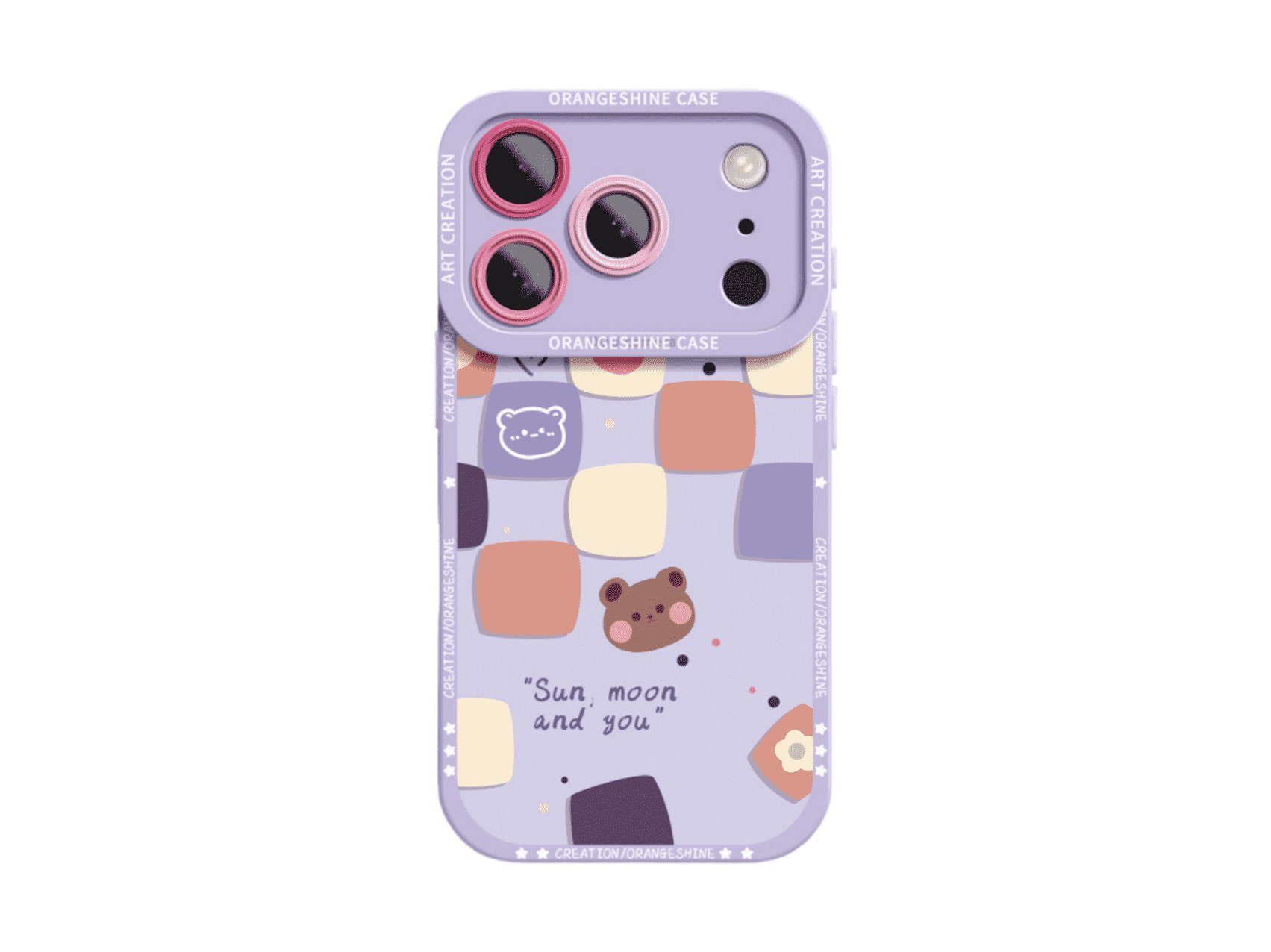 Vibrant Multi - Colored Checkered Phone Case Featuring Cute Bear, Faux Leather Finish for Trendy Looks, Model Updated to iPhone 17