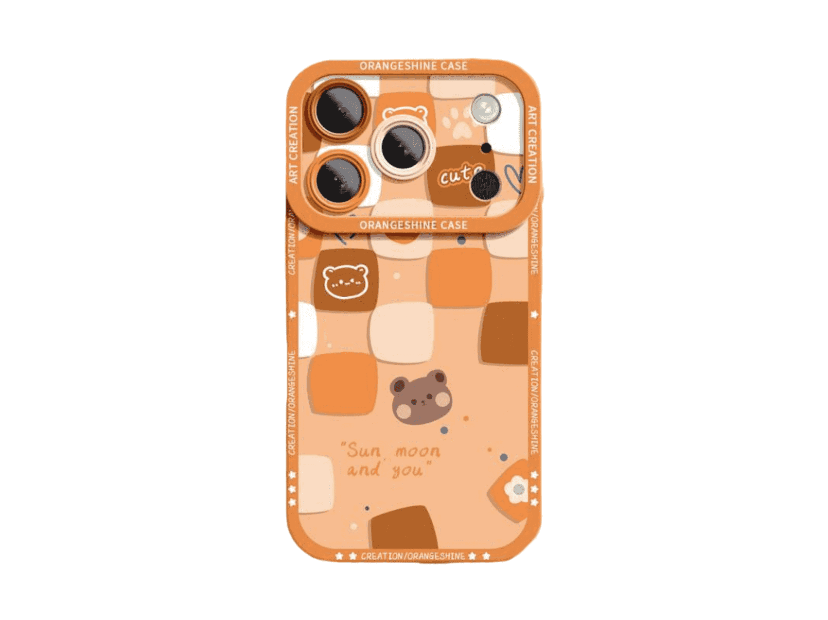 Vibrant Multi - Colored Checkered Phone Case Featuring Cute Bear, Faux Leather Finish for Trendy Looks, Model Updated to iPhone 17