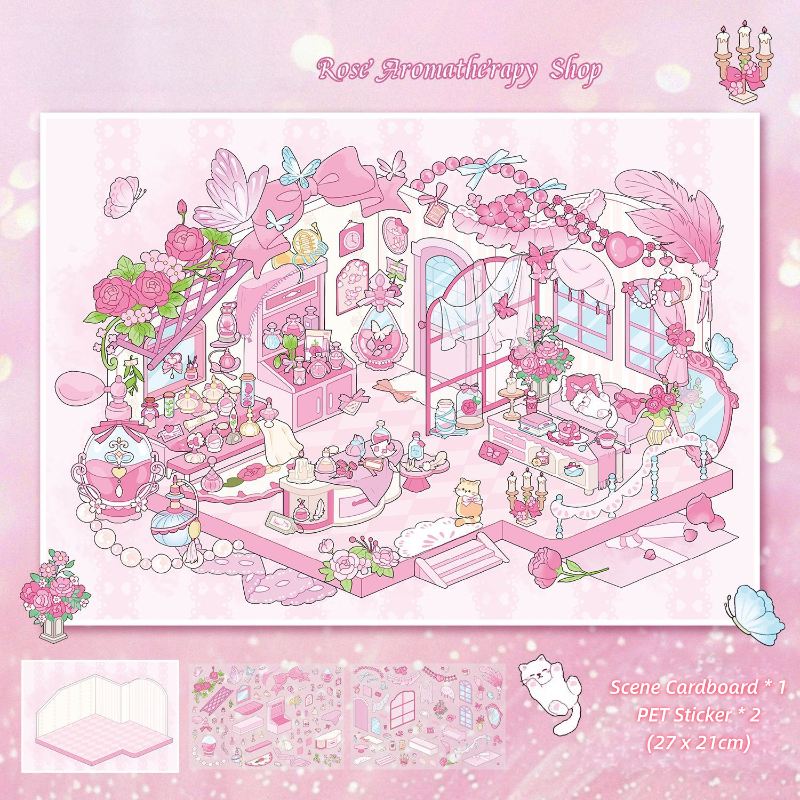 [Large] 2.5D Scenic Stickers: Tableware Store & Jewelry Store & Beike Workshop & Aromatherapy Shop