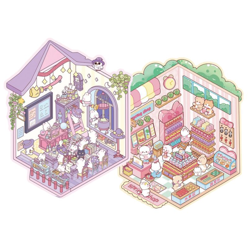 [Medium] 2.5D Scenic Stickers: Magic Classroom & Convenice Store