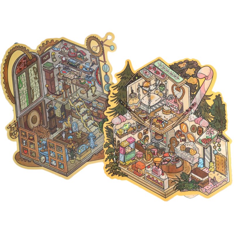 [Large] 2.5D Scenic Stickers: Time Store & Jungle Box